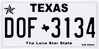 TX license plate DOF3134
