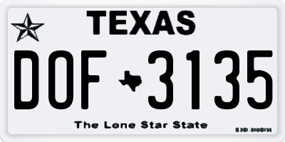 TX license plate DOF3135