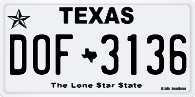 TX license plate DOF3136