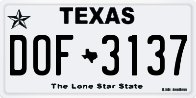 TX license plate DOF3137