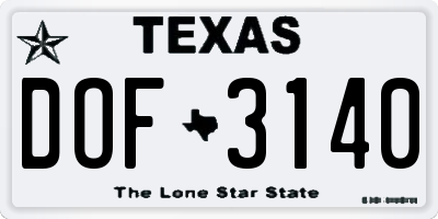TX license plate DOF3140