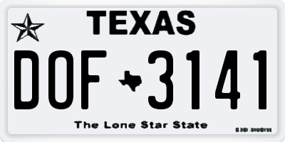 TX license plate DOF3141