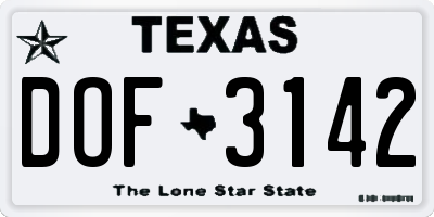 TX license plate DOF3142