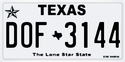 TX license plate DOF3144