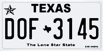 TX license plate DOF3145