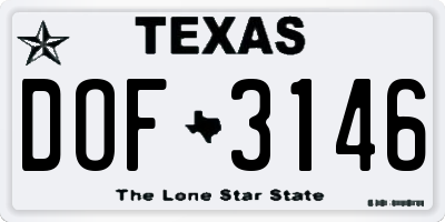 TX license plate DOF3146