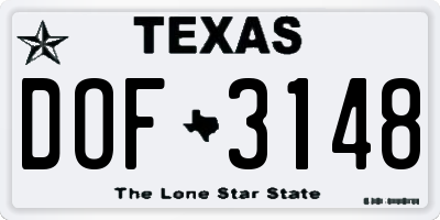 TX license plate DOF3148