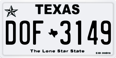 TX license plate DOF3149