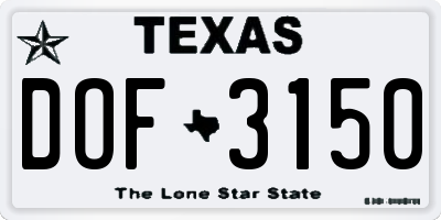 TX license plate DOF3150