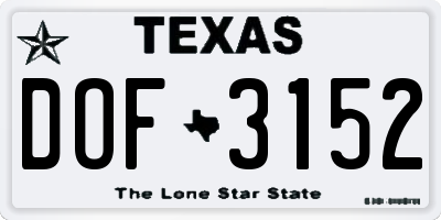 TX license plate DOF3152
