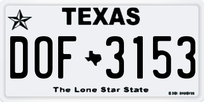 TX license plate DOF3153