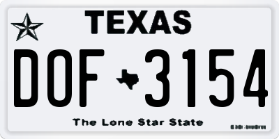 TX license plate DOF3154