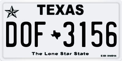 TX license plate DOF3156