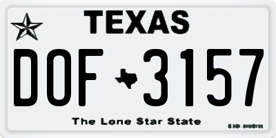 TX license plate DOF3157