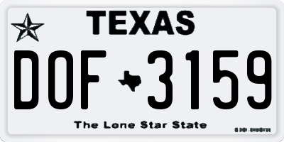 TX license plate DOF3159
