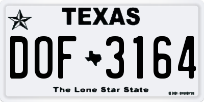 TX license plate DOF3164