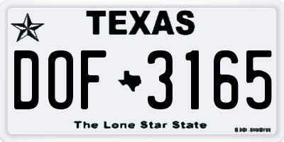 TX license plate DOF3165