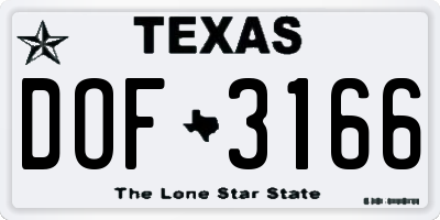 TX license plate DOF3166