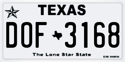 TX license plate DOF3168