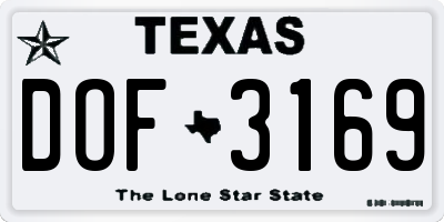 TX license plate DOF3169