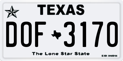 TX license plate DOF3170
