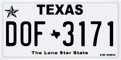 TX license plate DOF3171