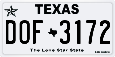 TX license plate DOF3172