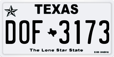 TX license plate DOF3173