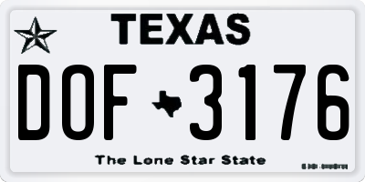 TX license plate DOF3176