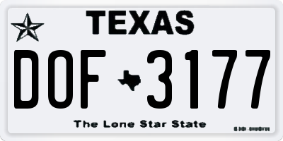 TX license plate DOF3177
