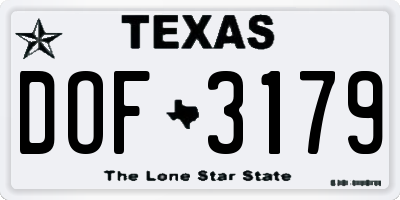 TX license plate DOF3179