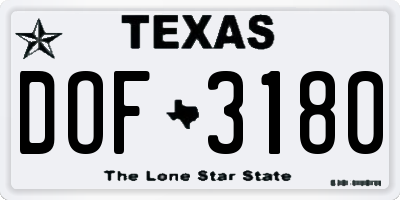 TX license plate DOF3180