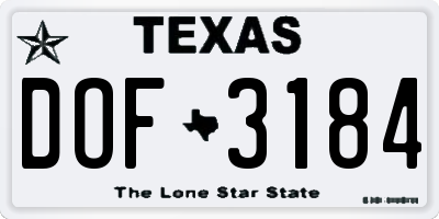 TX license plate DOF3184