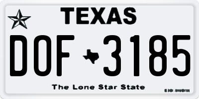 TX license plate DOF3185
