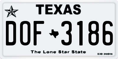 TX license plate DOF3186