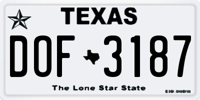 TX license plate DOF3187