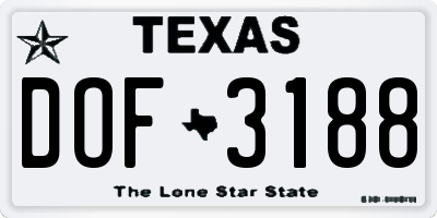 TX license plate DOF3188