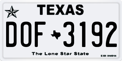 TX license plate DOF3192