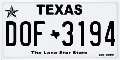 TX license plate DOF3194