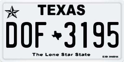 TX license plate DOF3195