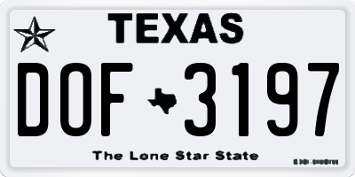 TX license plate DOF3197