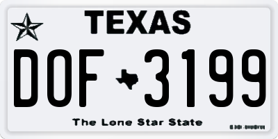 TX license plate DOF3199