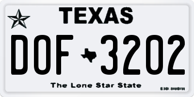 TX license plate DOF3202
