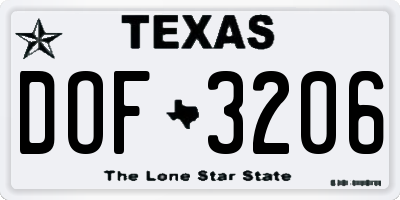 TX license plate DOF3206