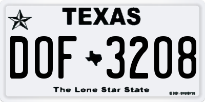 TX license plate DOF3208