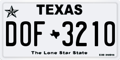 TX license plate DOF3210
