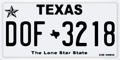 TX license plate DOF3218