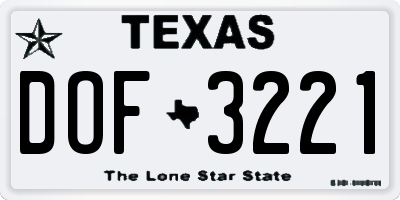 TX license plate DOF3221