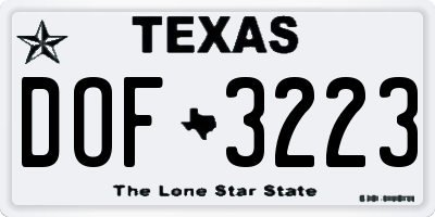 TX license plate DOF3223