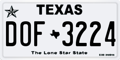 TX license plate DOF3224